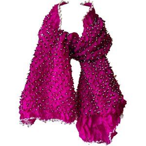 Silk Bandhani Tie Dye Scarf Bright Pink